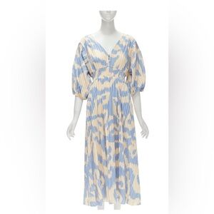 Diane Von Furstenberg Blue and Cream Patterned Women's Dress